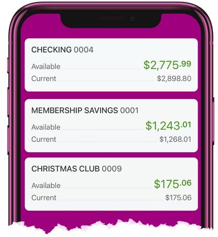 graphic of PenAir mobile app screen that shows the Accounts page