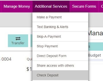 Check Deposit Screen Shot