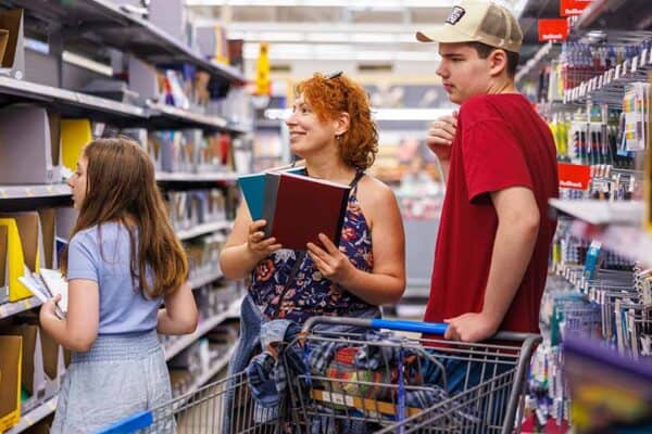 Family shopping for school supplies