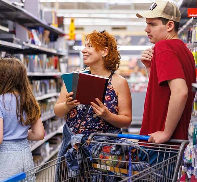 Family shopping for school supplies
