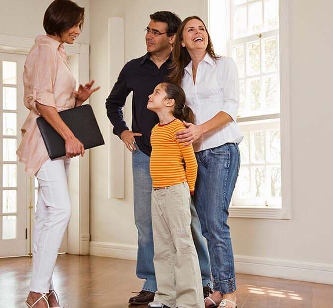 family tours new home