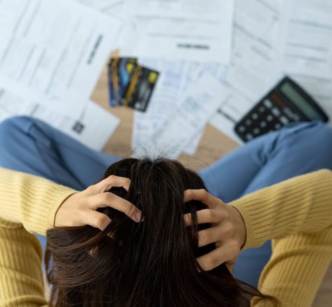 Woman frustrated by credit card debt