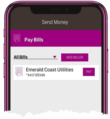 mobile app screen of Payment page