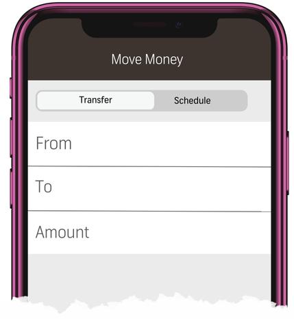 mobile app screen of Transfer money page